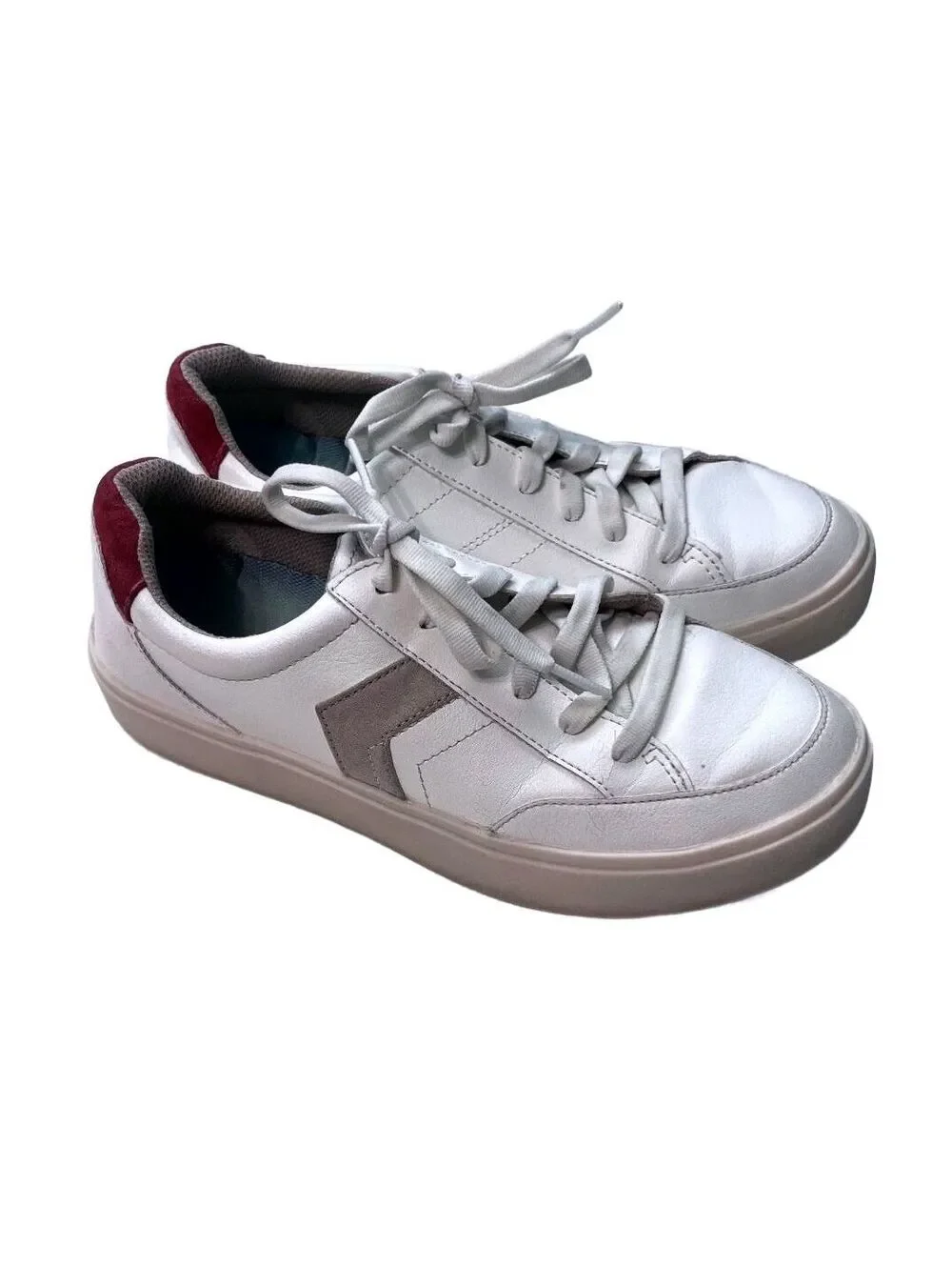 Dr. Scholl's Madison Lace White Leather Sneakers 7.5 M Comfort Retro Court Shoe